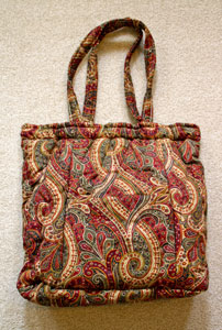 Extrerior Ellen Originals' Quilted Knitting Bag - Red, Green & Tan Paisley