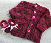 Malabrigo Arroyo Yarn, color 49 Jupiter, baby jacket and booties