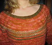 Crew neck sweater; Malbrigo Worsted Merino, color 194 cinnabar