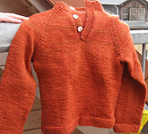 child's placket neck pullover; Malbrigo Worsted Merino, color 194 cinnabar