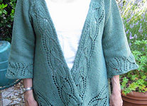 handknit wrap cardigan; Malabrigo Merino Worsted Yarn, color 506 mint