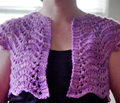 Liesl cardigan; Malabrigo Worsted Merino Yarn, color orchid 34