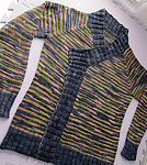 handknit multi-color cardigan;