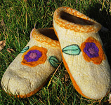 Felted clogs; Malabrigo Worsted Merino Yarn color pollen #19