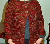 handknit cardigan sweater; Malabrigo Merino Worsted Yarn color stonechat