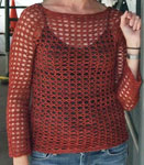 Hand-knit pullover sweater with Malabrigo Merino Sock Yarn color botticelli red