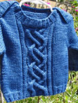 Hand knit pullover sweater with Malabrigo Merino Sock Yarn color impressionist sky