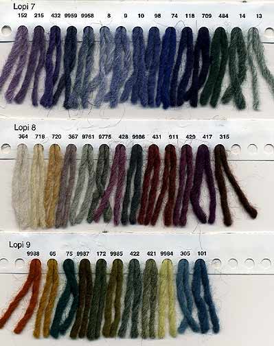 Reynolds Lopi knitting yarn color card